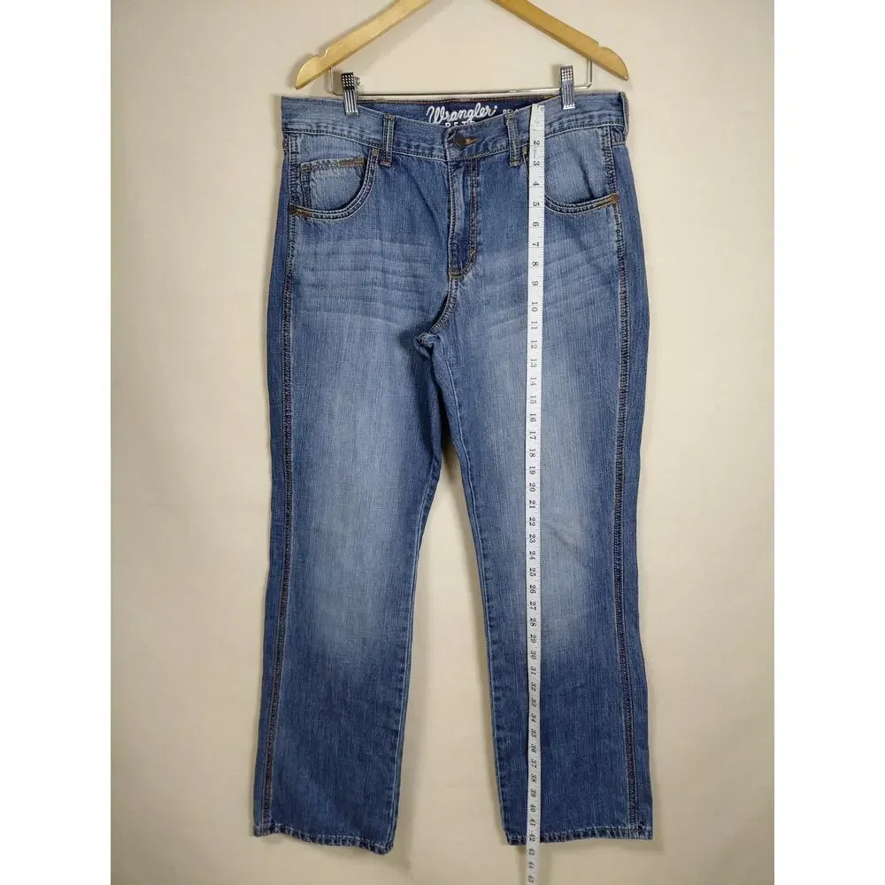 Wrangler Retro Blue Medium Wash Straight Leg Jeans Men Size W34 L32